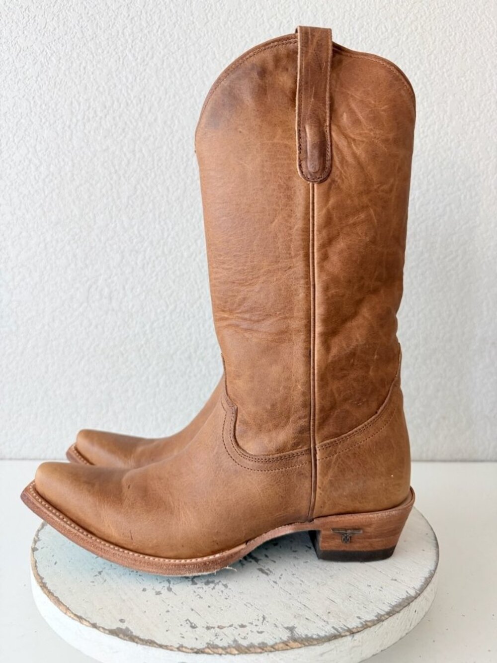 Lane EMMA JANE Brown Cowboy Boots Size 8 Western Cowgirl Mid Calf Tall Snip Toe - Picture 5 of 12